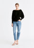 Paisie Balloon Sleeve Knitted Top in Black